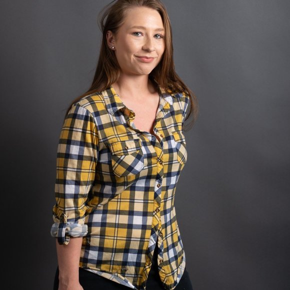 Yellow Blue Tie Flannel by Passport - Picture 4 of 10